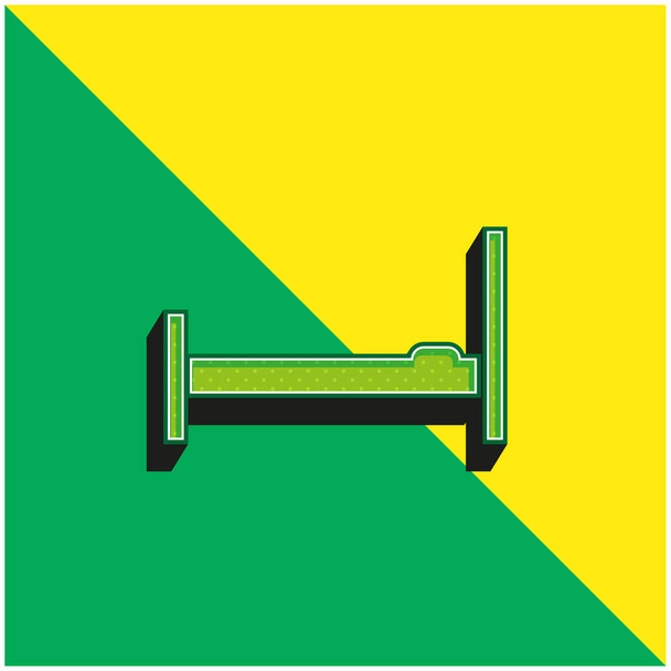 Letto vuoto Vista laterale Verde e giallo moderno logo icona vettoriale 3d - Vettoriali, immagini