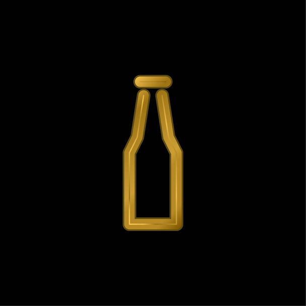 Botella chapado en oro icono metálico o logo vector - Vector, Imagen