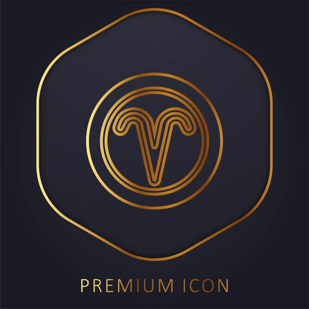 Aries golden line premium logo or icon - Vector, Image