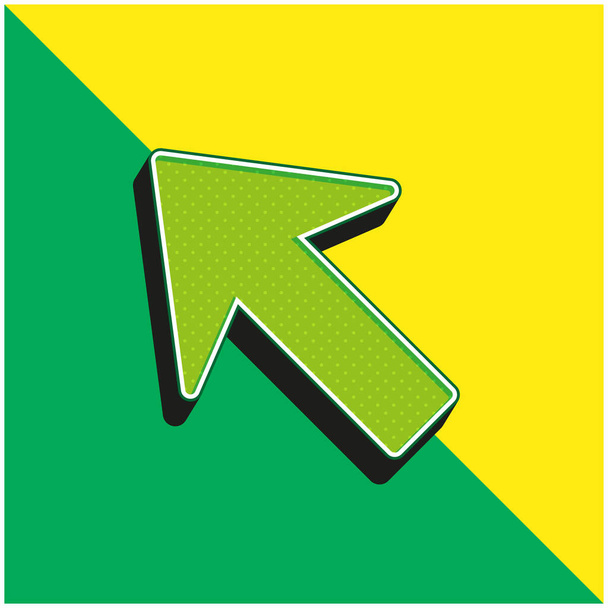 Βέλος δείχνει επάνω αριστερά Πράσινο και κίτρινο σύγχρονο 3d εικονίδιο διάνυσμα λογότυπο - Διάνυσμα, εικόνα