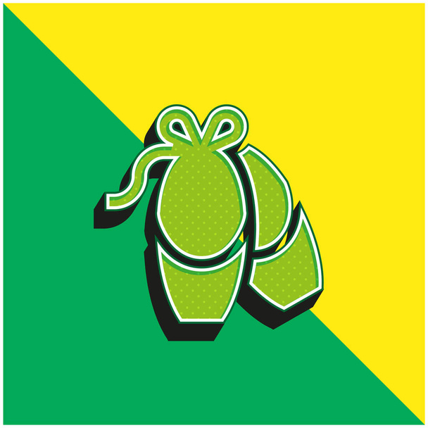 Bailarina verde y amarillo moderno vector 3d icono del logotipo - Vector, imagen