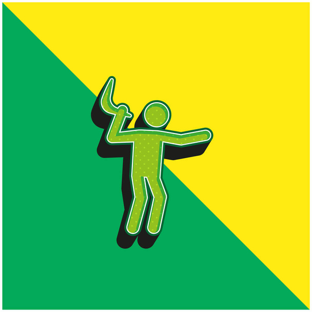 Boomerang verde y amarillo moderno logotipo icono del vector 3d - Vector, Imagen