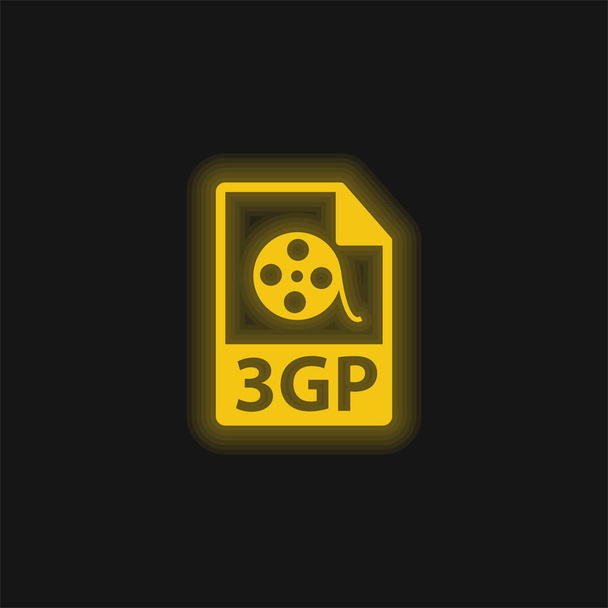 3GP Formato de archivo Variante amarillo brillante icono de neón - Vector, imagen