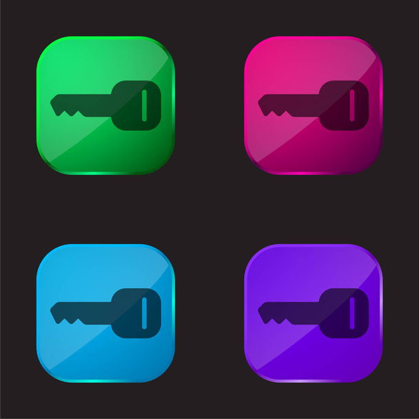 Fekete kulcs Vízszintes forma négy színű üveg gomb ikon - Vektor, kép