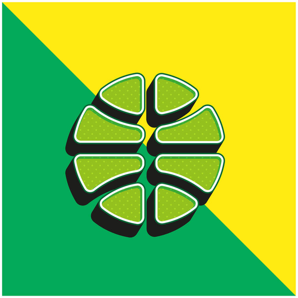 Koripallo Vihreä ja keltainen moderni 3d vektori kuvake logo - Vektori, kuva