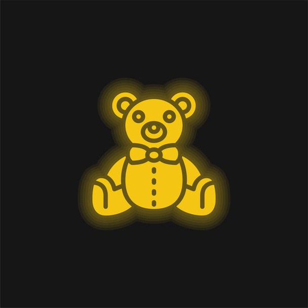 Bear κίτρινο λαμπερό νέον εικονίδιο - Διάνυσμα, εικόνα