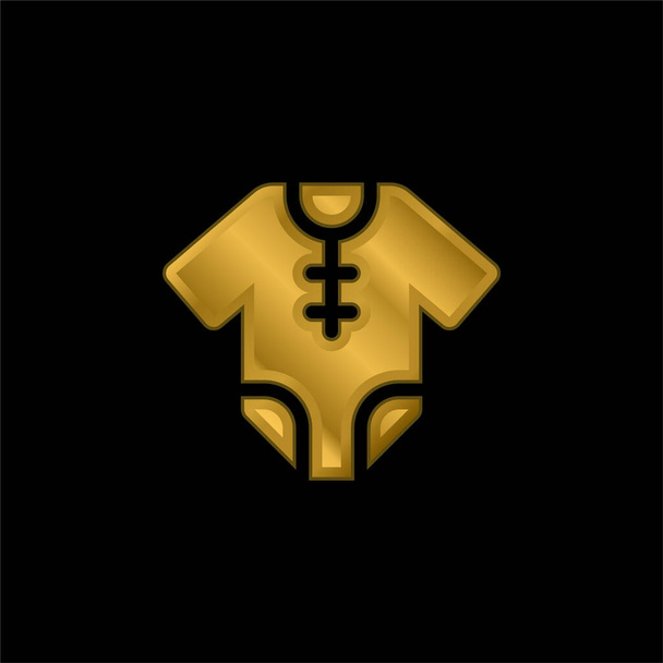 Roupas de bebê banhado a ouro ícone metálico ou vetor logotipo - Vetor, Imagem