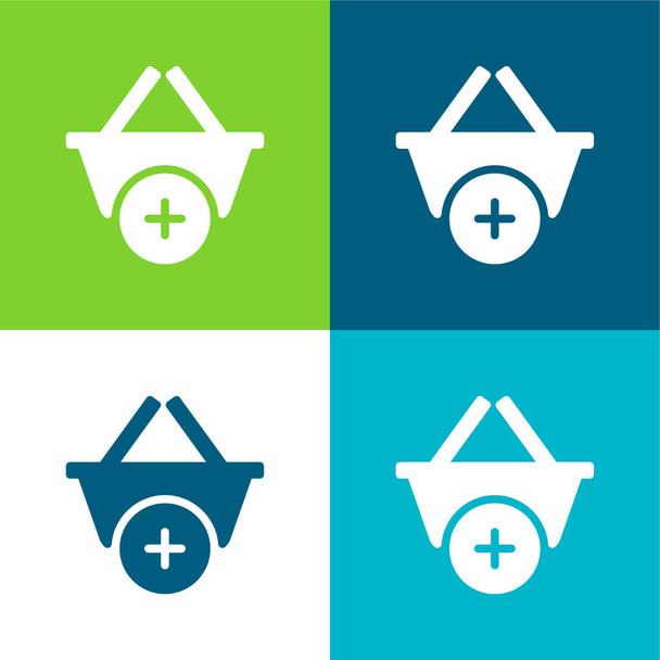 Aggiungi set di icone minime a quattro colori piatti - Vettoriali, immagini