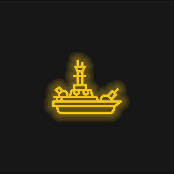 Amiral gemisi sarı parlayan neon simgesi - Vektör, Görsel