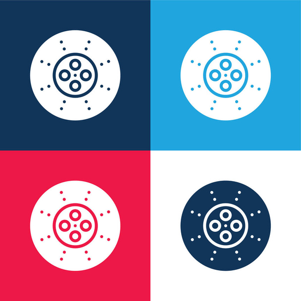 Przerwa niebieski i czerwony zestaw czterech kolorów minimalny zestaw ikon - Wektor, obraz