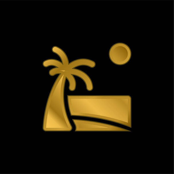 Beach kullattu metallinen kuvake tai logo vektori - Vektori, kuva