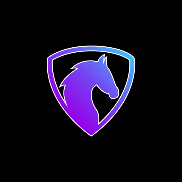 Fekete ló fej egy pajzs kék gradiens vektor ikon - Vektor, kép