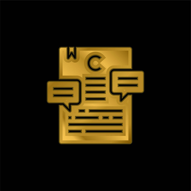 Artículo chapado en oro icono metálico o logo vector - Vector, imagen