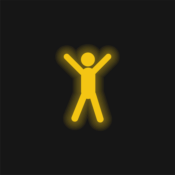Arms Up yellow glowing neon icon - Vector, Image