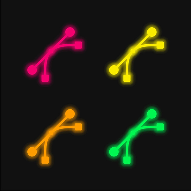 Bezier négy szín izzó neon vektor ikon - Vektor, kép