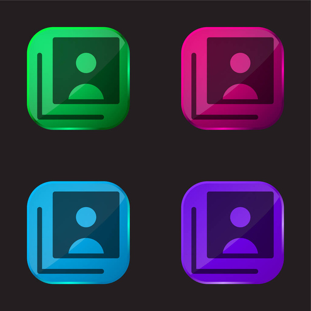 Accounts four color glass button icon - Vector, Image