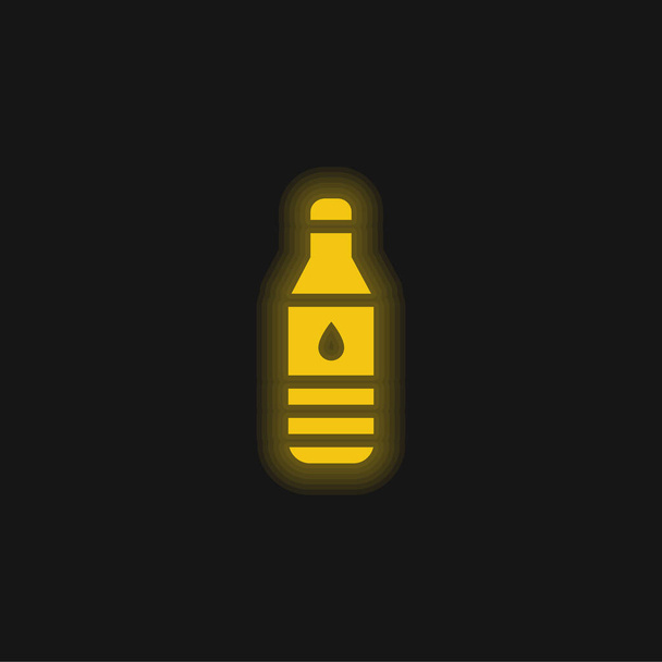 Ícone de néon brilhante amarelo garrafa - Vetor, Imagem