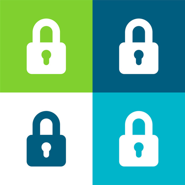 Big Lock Set icona minimale a quattro colori piatto - Vettoriali, immagini