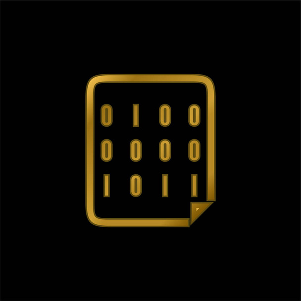 Código binario chapado en oro icono metálico o logotipo vector - Vector, imagen