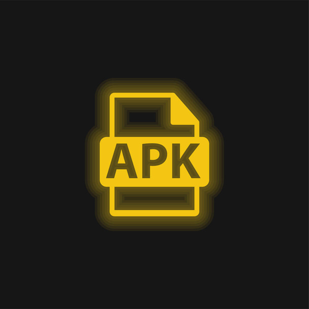 Symbole de format de fichier APK icône jaune néon brillant - Vecteur, image