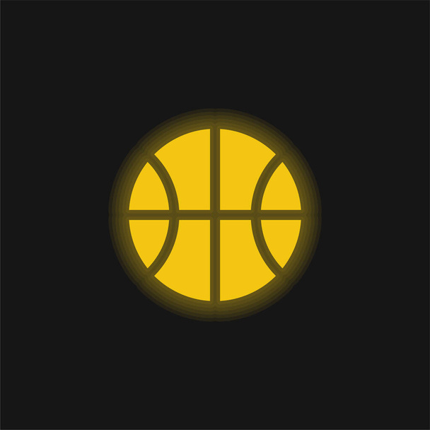Basketbalová žlutá zářící neonová ikona - Vektor, obrázek