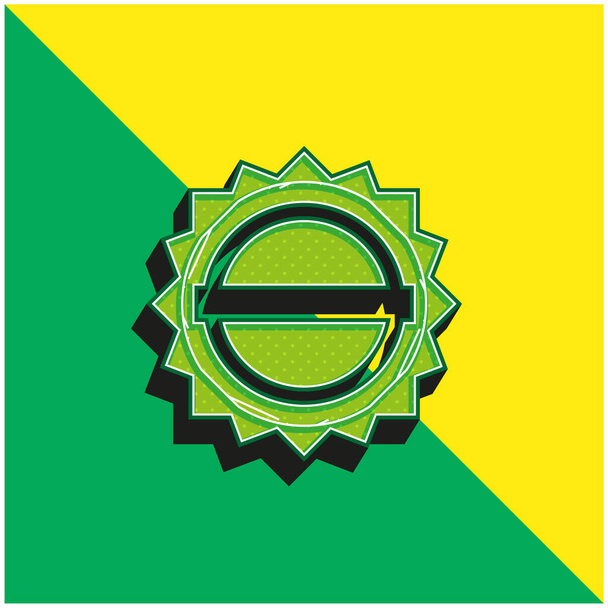 Černý kruhový štítek s bílým praporem Zelené a žluté moderní 3D vektorové logo - Vektor, obrázek