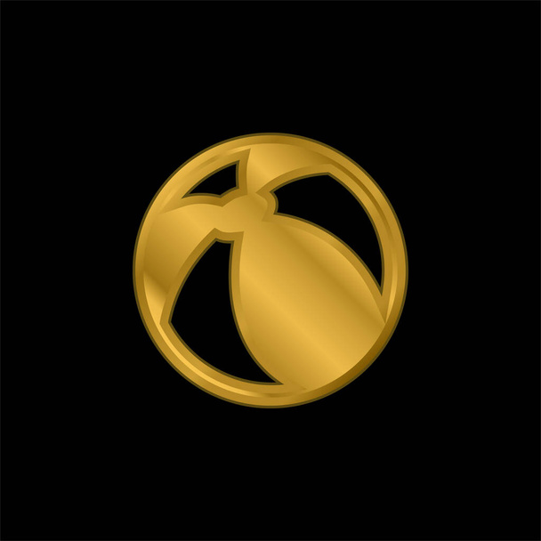 Beach Ball gold plated metalic icon or logo vector - Vector, Image