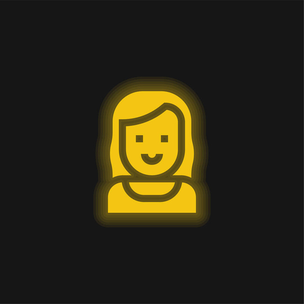 Sárga néni ragyogó neon ikon - Vektor, kép