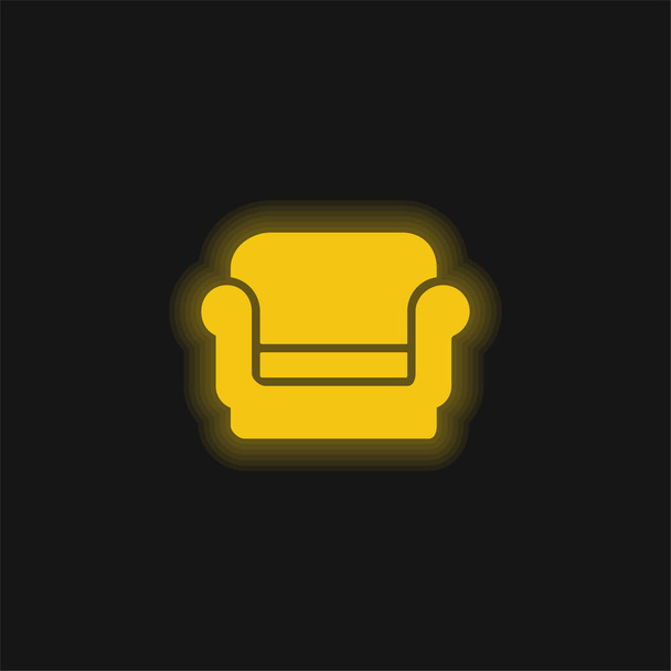 肘掛け椅子黄色の輝くネオンアイコン - ベクター画像