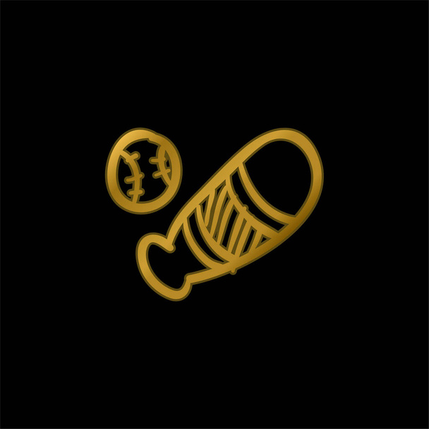 Бейсбольний іграшковий набір золотий металевий значок або вектор логотипу
 - Вектор, зображення