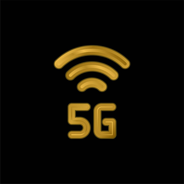 5g gold plated metalic icon or logo vector - Vector, Image