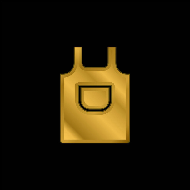 Delantal chapado en oro icono metálico o logo vector - Vector, Imagen