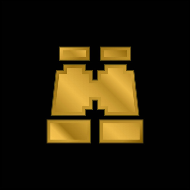 Бинокли позолоченные металлические иконки или вектор логотипа - Вектор,изображение