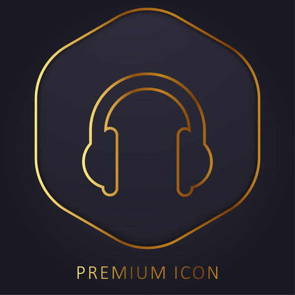 Auriculares grandes línea dorada logotipo premium o icono - Vector, imagen