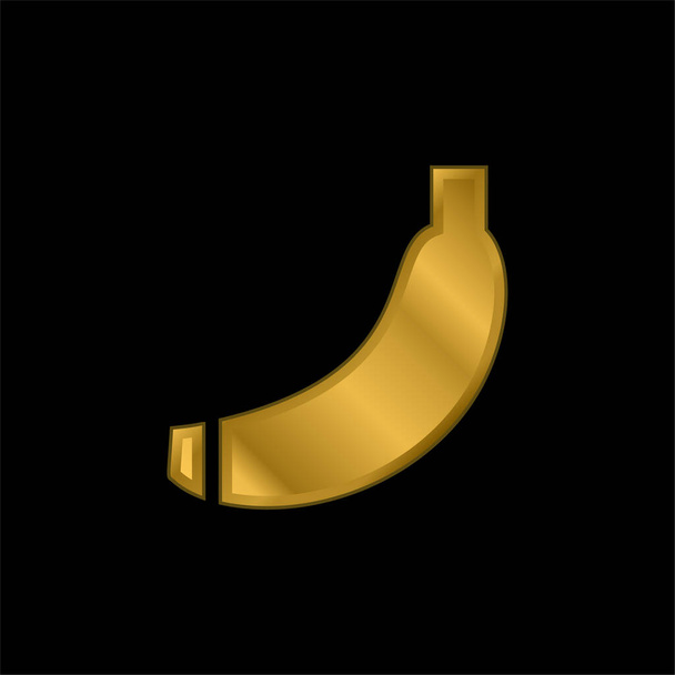 Banana chapado en oro icono metálico o logo vector - Vector, imagen