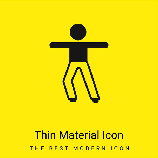 Boy Stretching Arms minimális fényes sárga anyag ikon - Vektor, kép