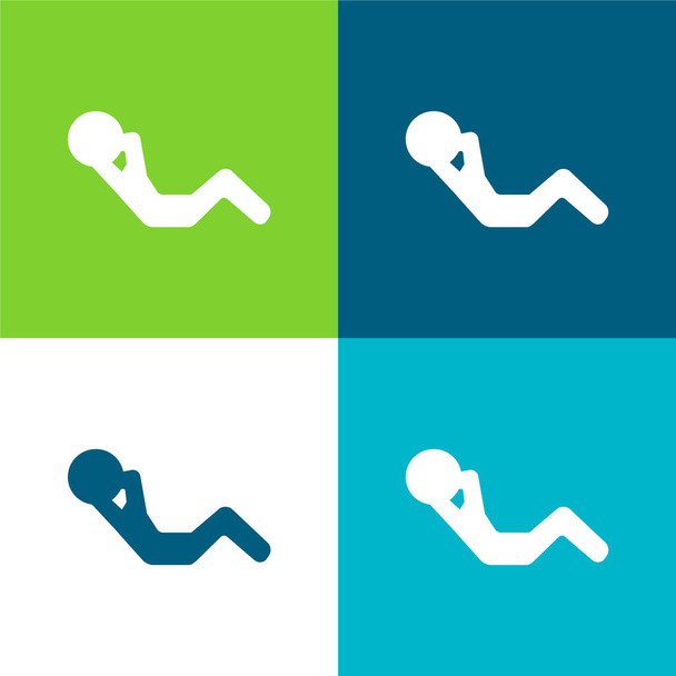Abdominal Exercise Flat four color minimal icon set - Vector, Image