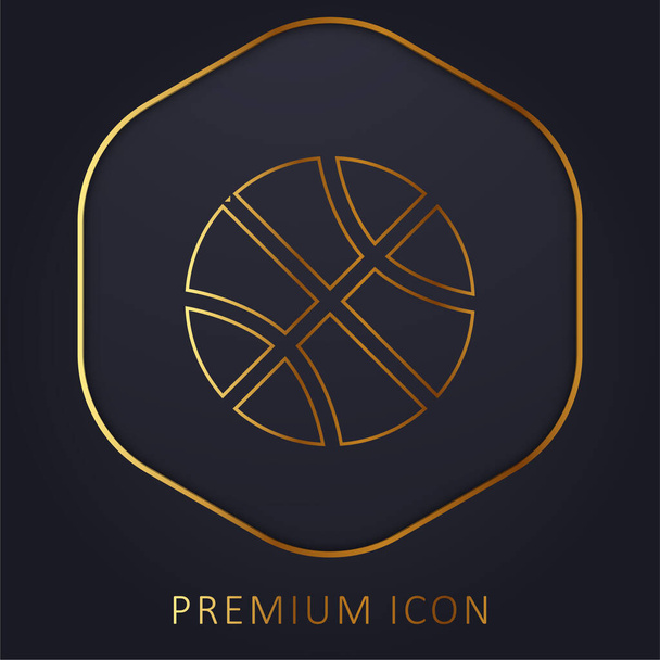 Μπάσκετ χρυσή γραμμή πριμοδότηση λογότυπο ή εικονίδιο - Διάνυσμα, εικόνα