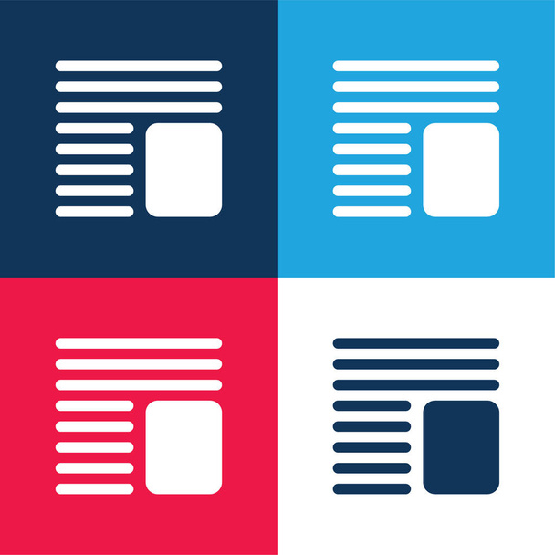 Article blue and red four color minimal icon set - Vector, Image