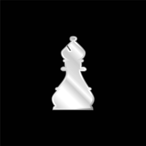 Bishop Chess Pezzo d'argento placcato icona metallica - Vettoriali, immagini