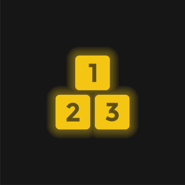 Blokkok sárga izzó neon ikon - Vektor, kép