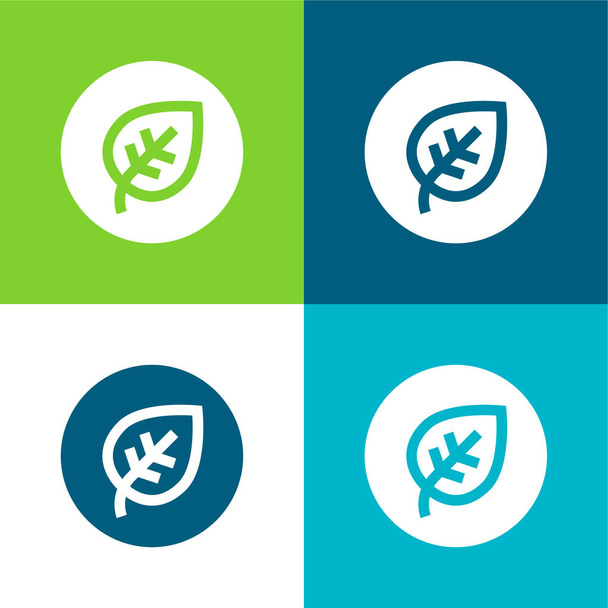 Set di icone minime a quattro colori Biological Flat - Vettoriali, immagini