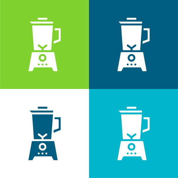 Blender Set icona minimale a quattro colori piatto - Vettoriali, immagini