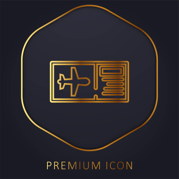 Airplane Ticket golden line premium logo or icon - Vector, Image