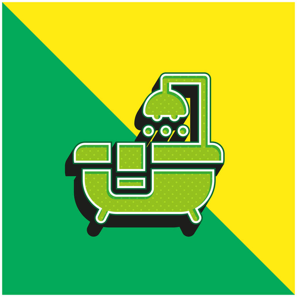 Baignoire Logo vectoriel 3d moderne vert et jaune - Vecteur, image