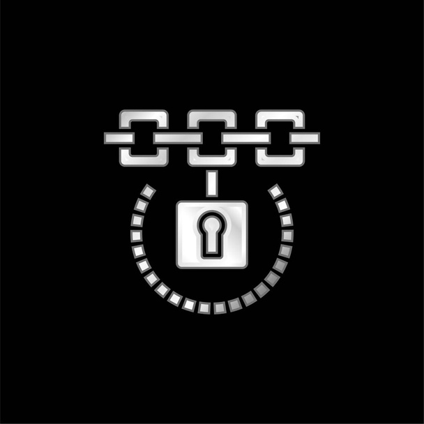 Blockchain plateado icono metálico - Vector, Imagen