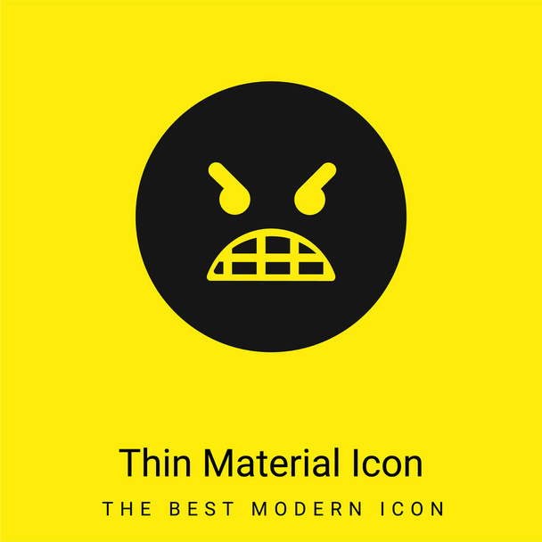 Angry Emoticon Face minimal bright yellow material icon - Vector, Image