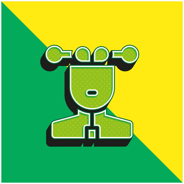 Künstliche Intelligenz Grünes und gelbes modernes 3D-Vektor-Symbol-Logo - Vektor, Bild