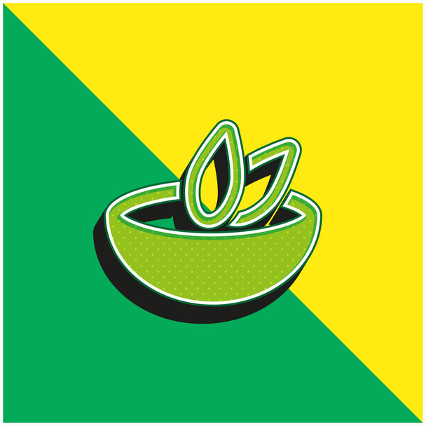 Bowl Of Soup Vihreä ja keltainen moderni 3d vektori kuvake logo - Vektori, kuva