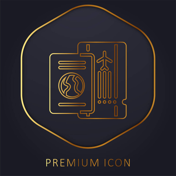 Boarding Pass linha dourada logotipo premium ou ícone - Vetor, Imagem